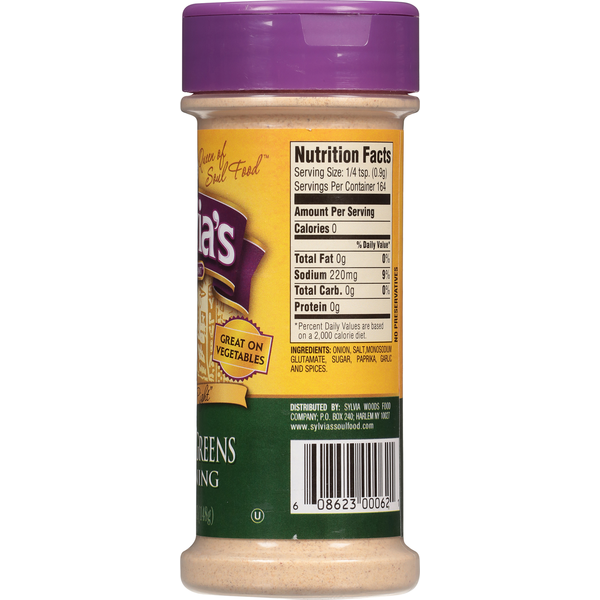 Sylvia's Restaurant Seasoning, ''Great!'' Greens 5.25 oz